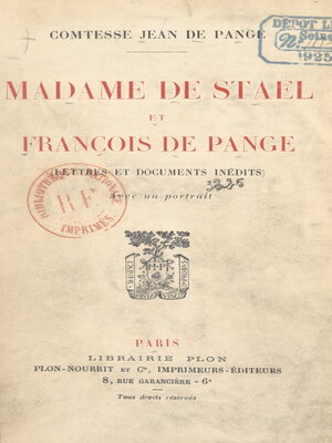 cover image of Madame de Staël et François de Pange